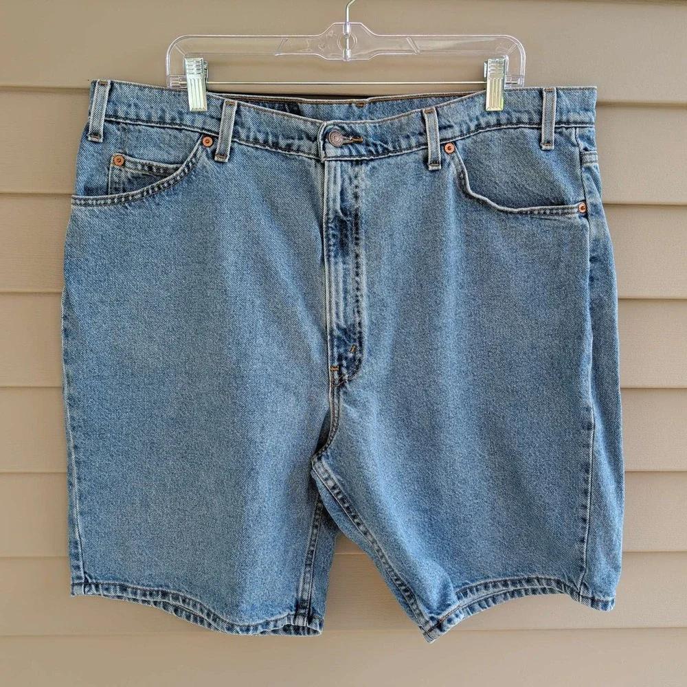Levi's 550 Denim Shorts Mens 40 Blue Relaxed Fit Orange Tab 90s Vintage